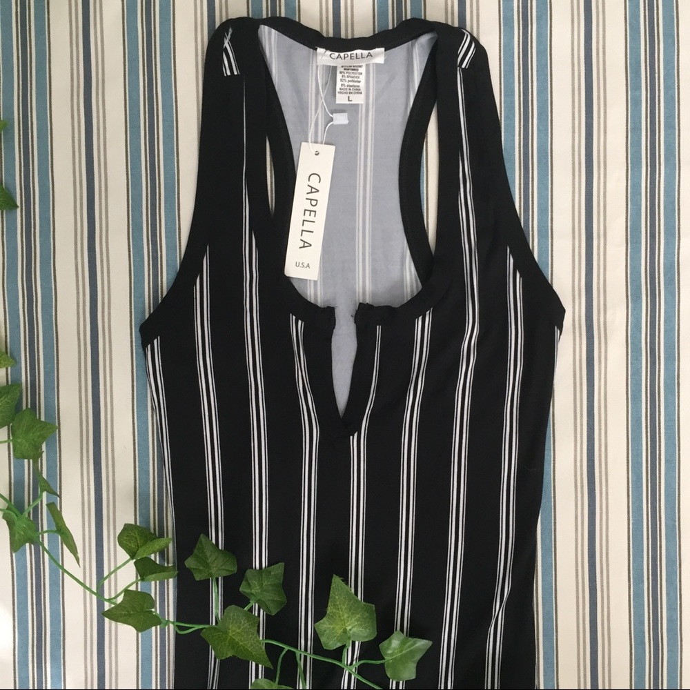 NWT Black and White Striped Midi Dress